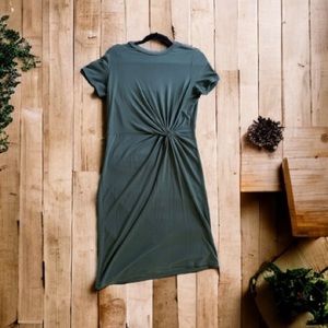 👗Gap midi crew neck dress size small women’s green stretch fabric, short sleeve